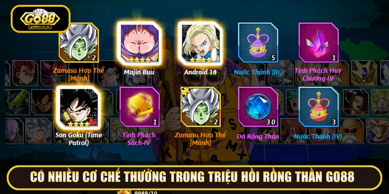 Có nhiều cơ chế thưởng trong Triệu Hồi Rồng Thần GO88 