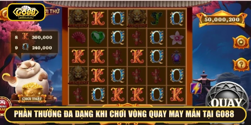 Phần thưởng đa dạng khi chơi Vòng Quay May Mắn tại GO88